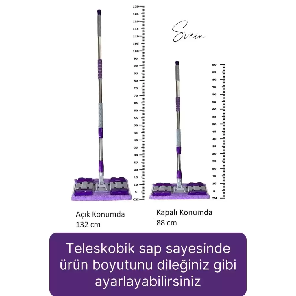 Tak Kullan Çıkart Teleskopik Saplı Yedek Bezli Mandallı Dip Köşe Dar Alan Temizleme Mop Su Emici