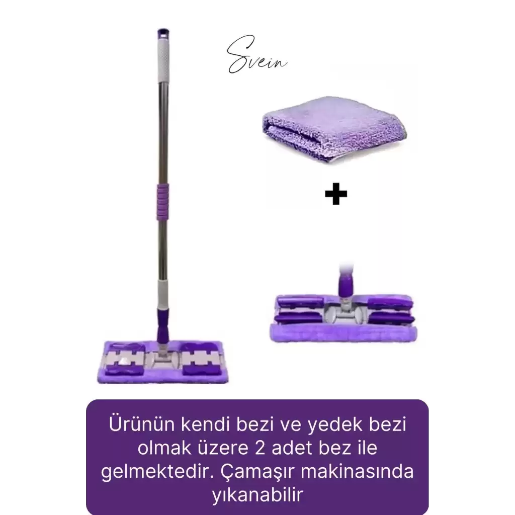 Tak Kullan Çıkart Teleskopik Saplı Yedek Bezli Mandallı Dip Köşe Dar Alan Temizleme Mop Su Emici