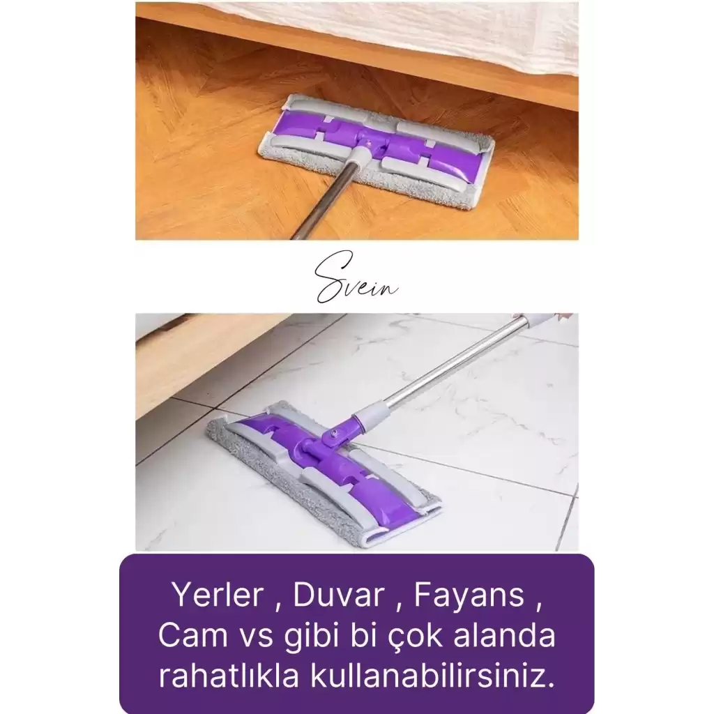 Tak Kullan Çıkart Teleskopik Saplı Yedek Bezli Mandallı Dip Köşe Dar Alan Temizleme Mop Su Emici
