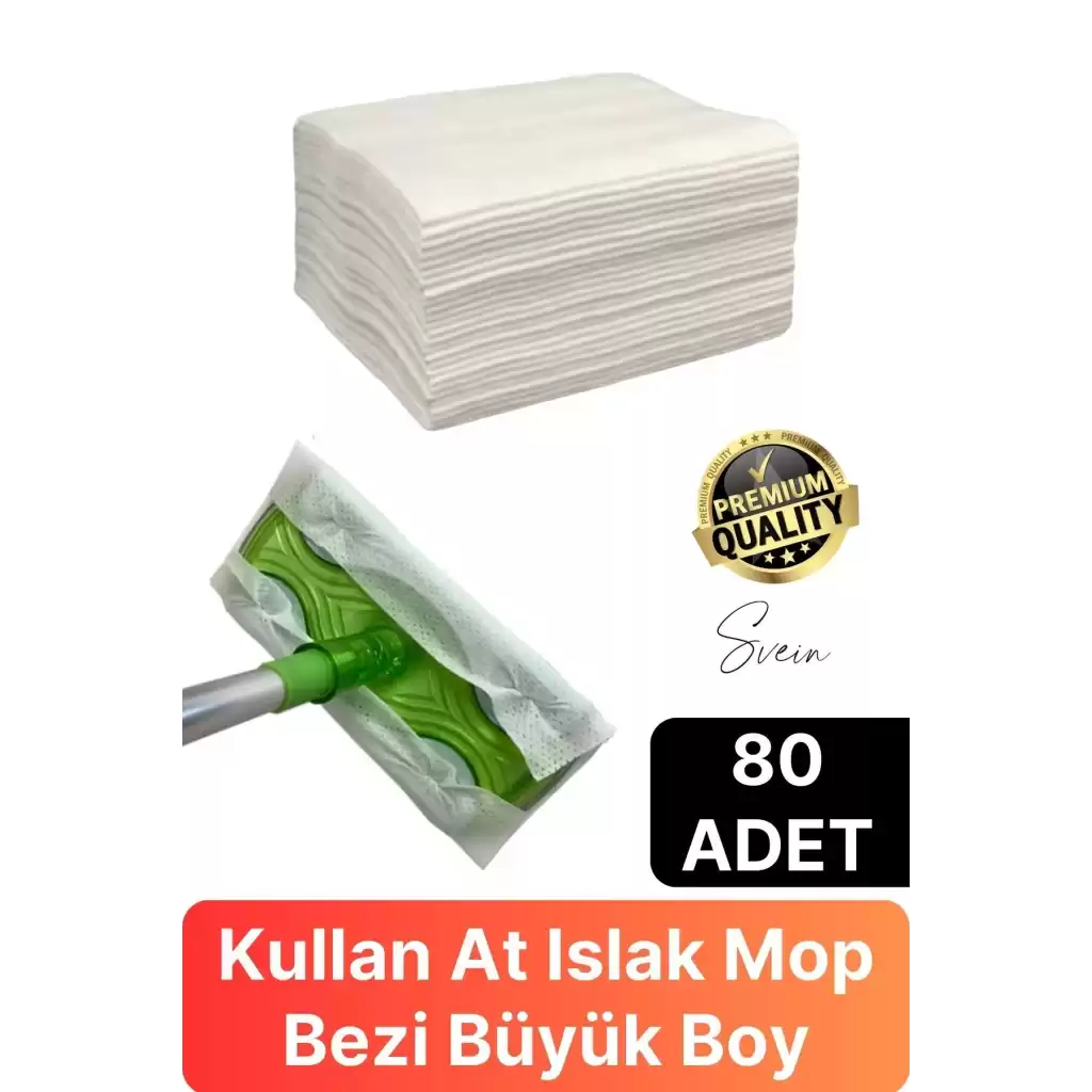 80 Adet Tak Kullan At Islak Mop Yüzey Temizlik Bezi Havlusu İz Bırakmaz Fayans Ahşap Duvar Büyük Boy