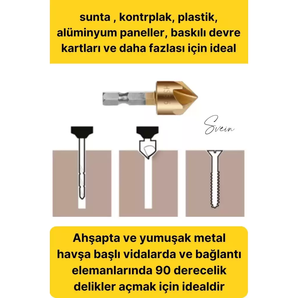 6 Parça Premium Titanyum Kaplama HSS Bits Uçlu Kırılmaz A Kalite Paslanmaz Havşa Açma Matkap Uç Seti