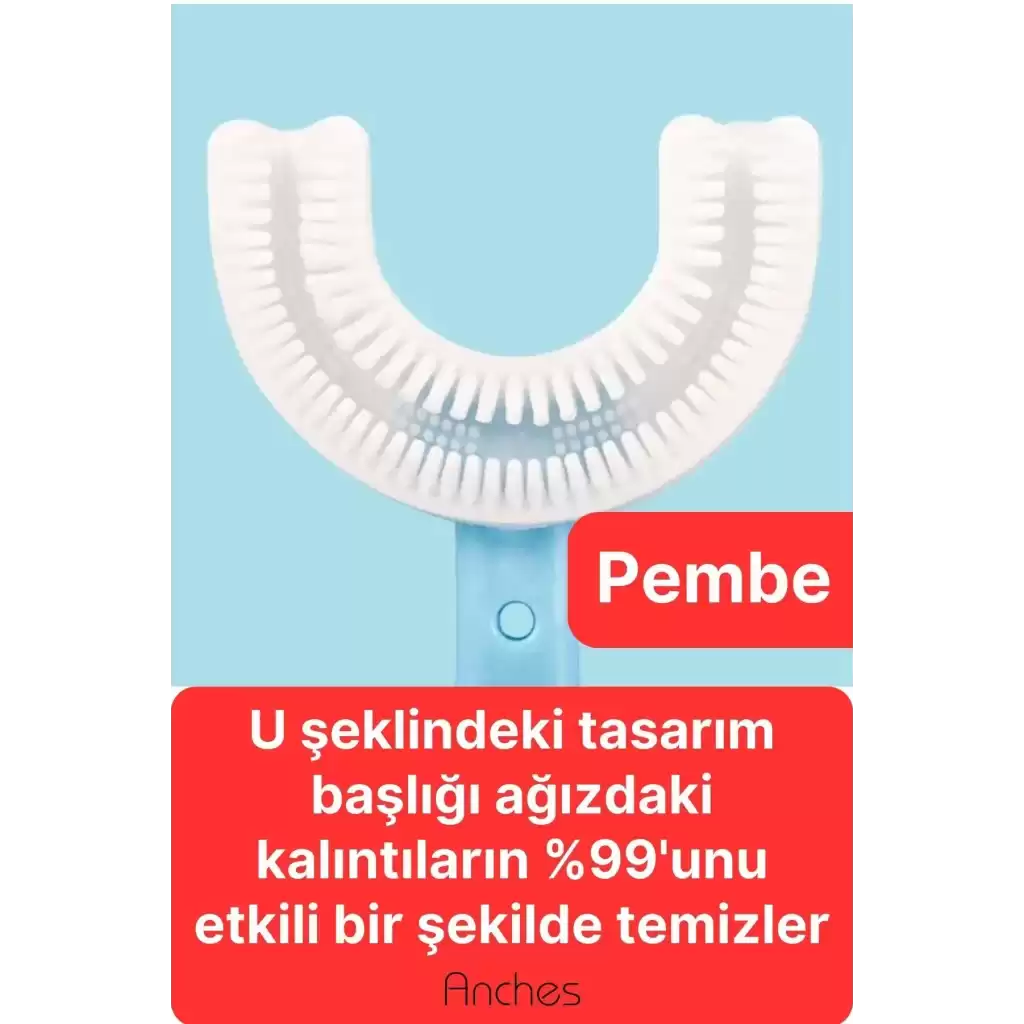 U Şeklinde Pratik Bebek Çocuk Diş Fırçası 360 Derece Temizlik Kolay Kullanım Yumuşak Silikon Fırça