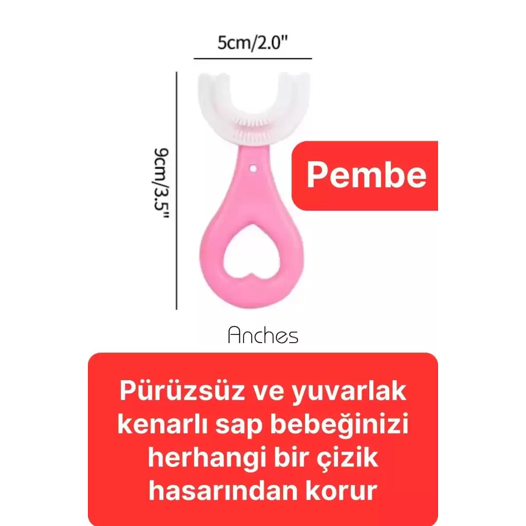 U Şeklinde Pratik Bebek Çocuk Diş Fırçası 360 Derece Temizlik Kolay Kullanım Yumuşak Silikon Fırça