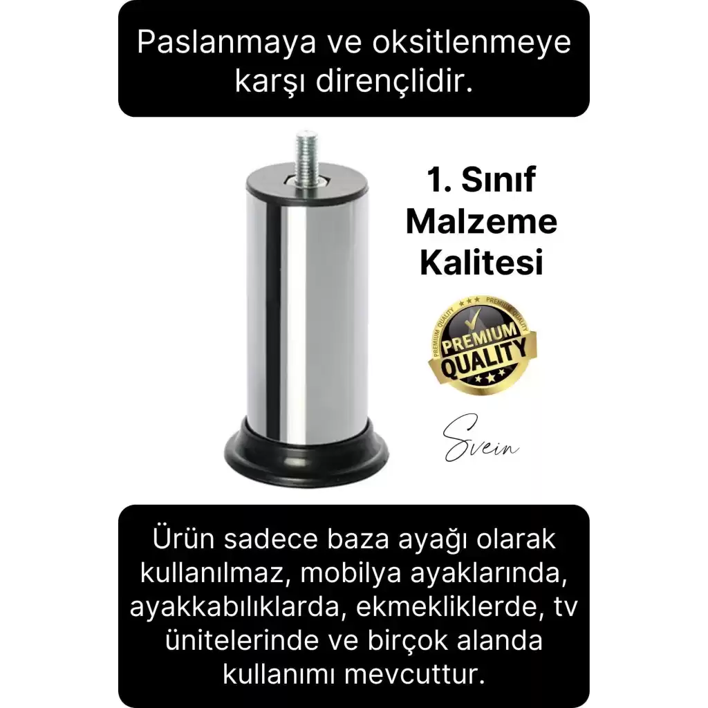 8 Adet 1. Sınıf A Kalite Krom M10 Paslanmaz Baza Koltuk Kanepe Destek Ayağı Mobilya Tv Ünitesi Sehpa