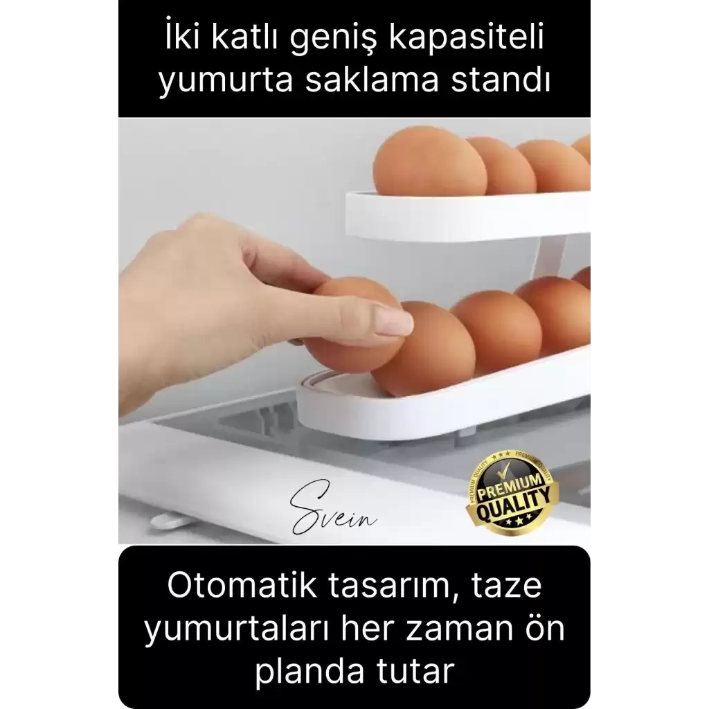 2 Katlı Pratik Yumurta Düzenleyici Buzdolabı Organizer Tutucu Otomatik Yuvarlanan Saklama Rafı Stand