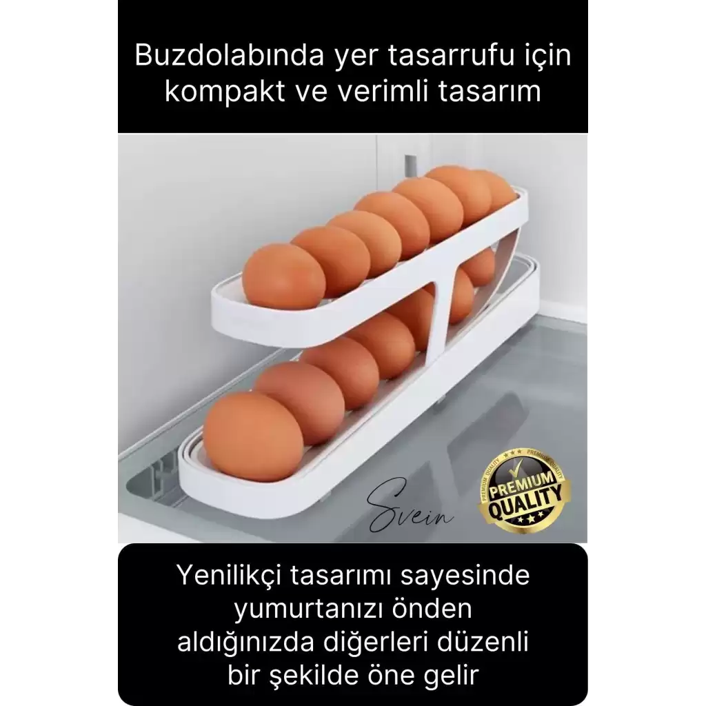2 Katlı Pratik Yumurta Düzenleyici Buzdolabı Organizer Tutucu Otomatik Yuvarlanan Saklama Rafı Stand