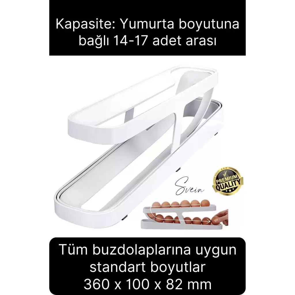 2 Katlı Pratik Yumurta Düzenleyici Buzdolabı Organizer Tutucu Otomatik Yuvarlanan Saklama Rafı Stand