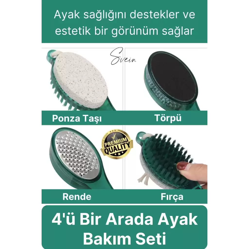 Premium Ayak Topuk Bakım Aleti Çok Fonksiyonlu Fırçalı Set Topuk Taşı Törpü Rende Kum Ponza Taşı