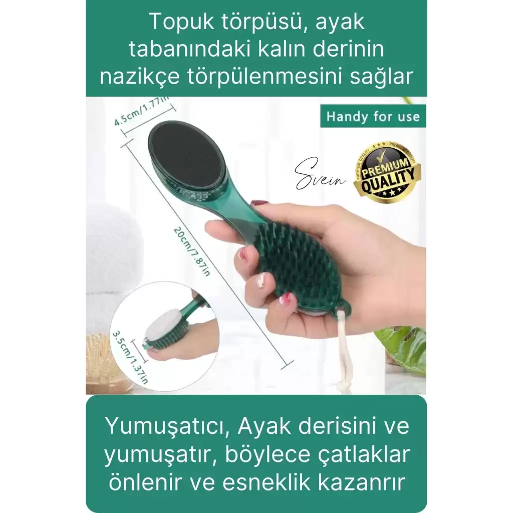 Premium Ayak Topuk Bakım Aleti Çok Fonksiyonlu Fırçalı Set Topuk Taşı Törpü Rende Kum Ponza Taşı