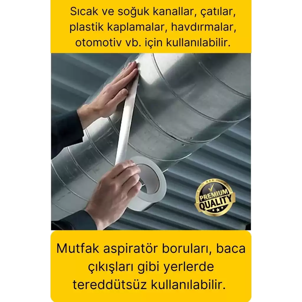 2li Premium Yırtılmaz Yanmaz Ankastre Aspiratör Davlumbaz Havalandırma Borusu Alüminyum Folyo Bant