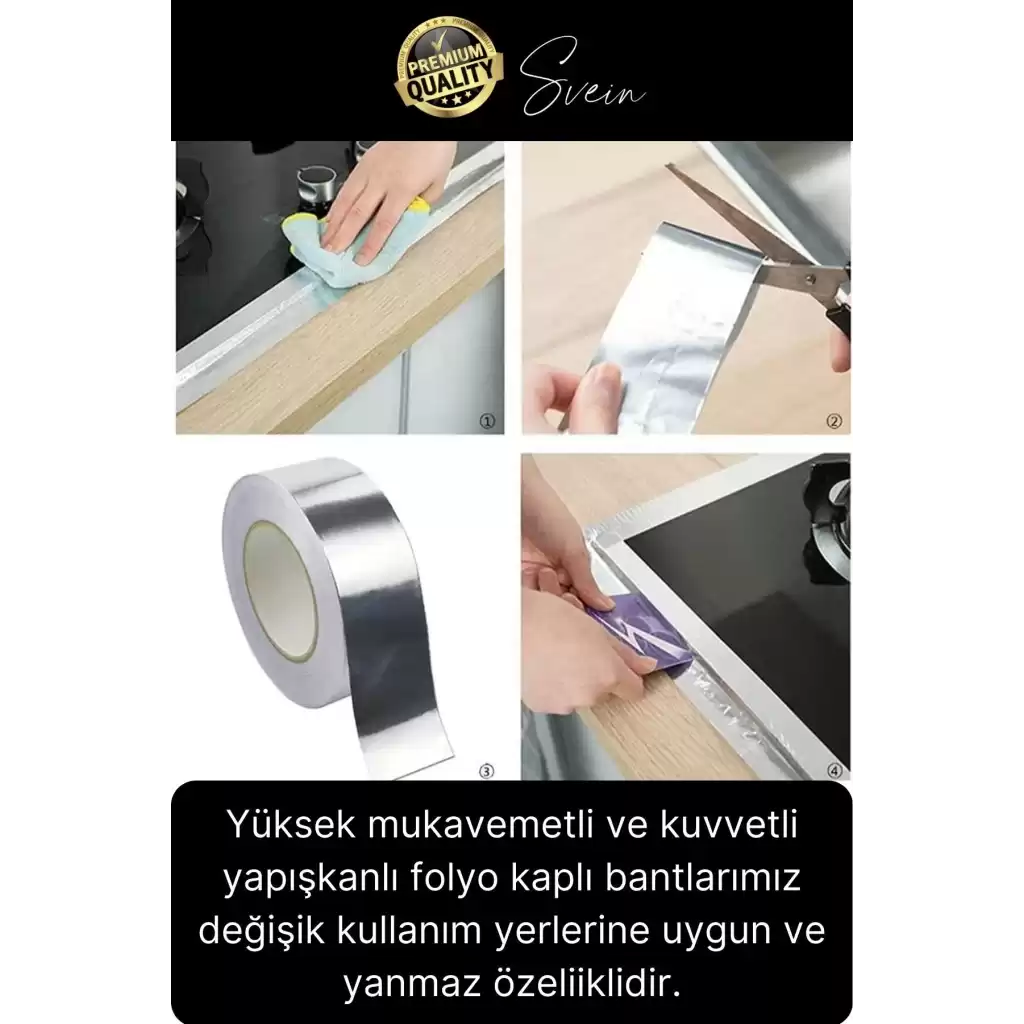 2li Premium Yırtılmaz Kopmaz Ankastre Aspiratör Davlumbaz Havalandırma Borusu Alüminyum Folyo Bant