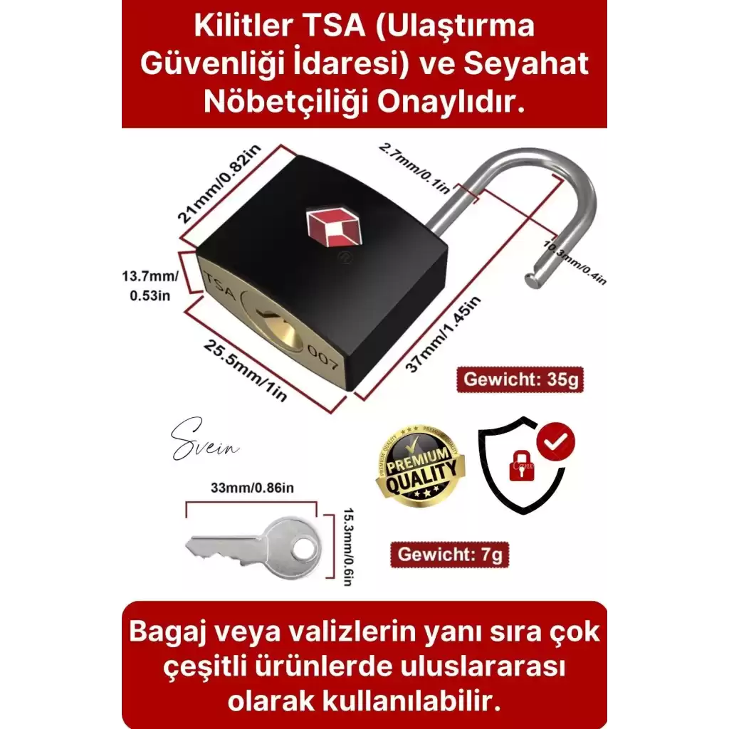 Premium Seyahat Tipi Şifreli TSA Onaylı Kırılmaz Çelik Bagaj Valiz Çanta Dolap Asma Kilit seti