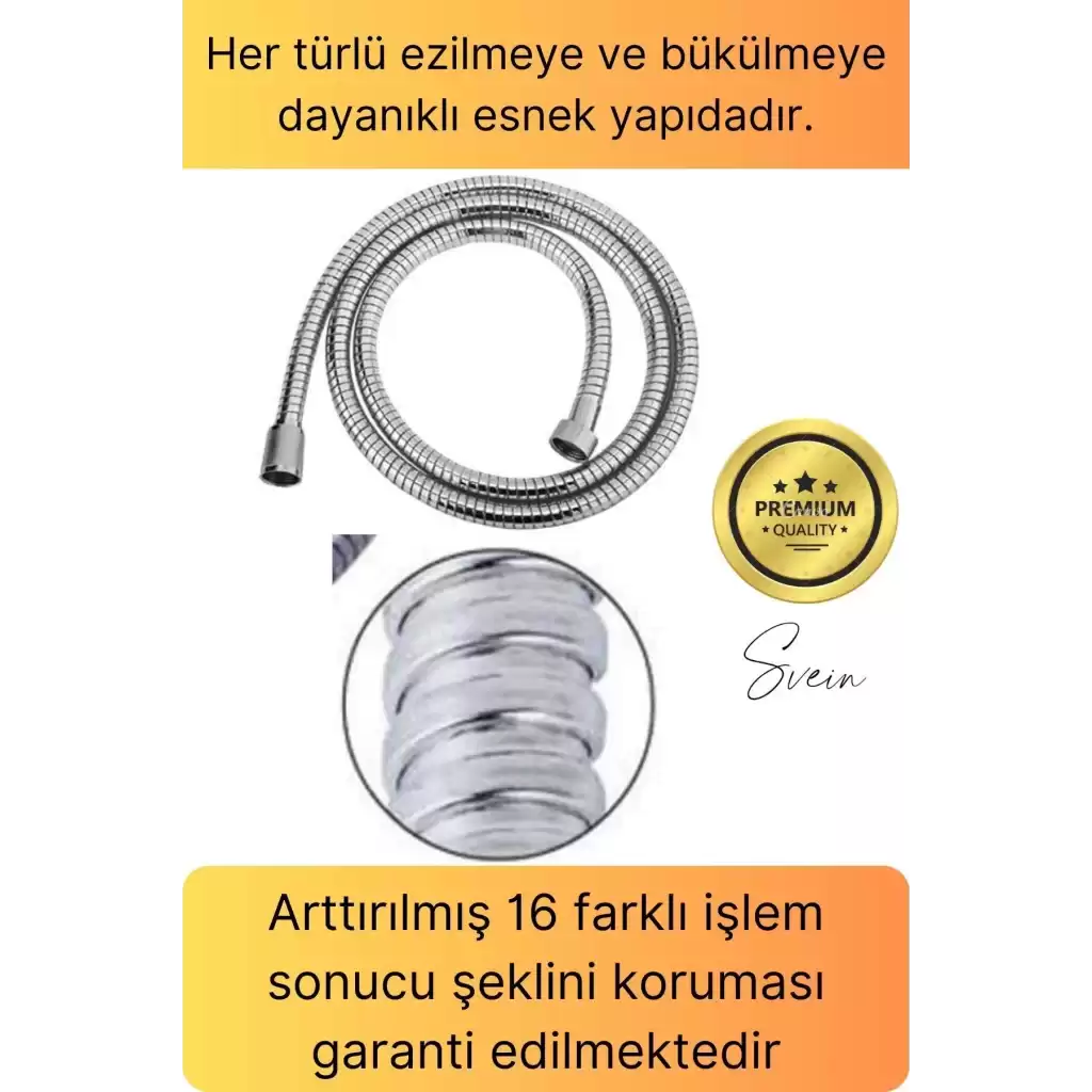 Lüks Paslanmaz Krom Kırılmaz Çatlamaz Tüm Duş Sistemleriyle Uyumlu Uzayan Spiral Hortum Örgü 2,2 mt