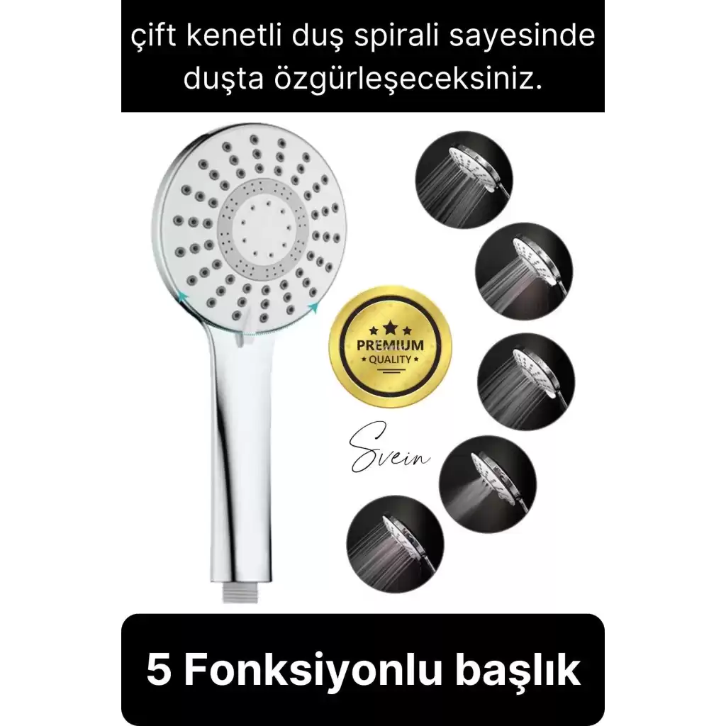 Premium Lüks Duş Başlığı Spiral Mafsal Seti Fonksiyonel Masaj Kopmaz Patlamaz Sızdırmaz Paslanmaz