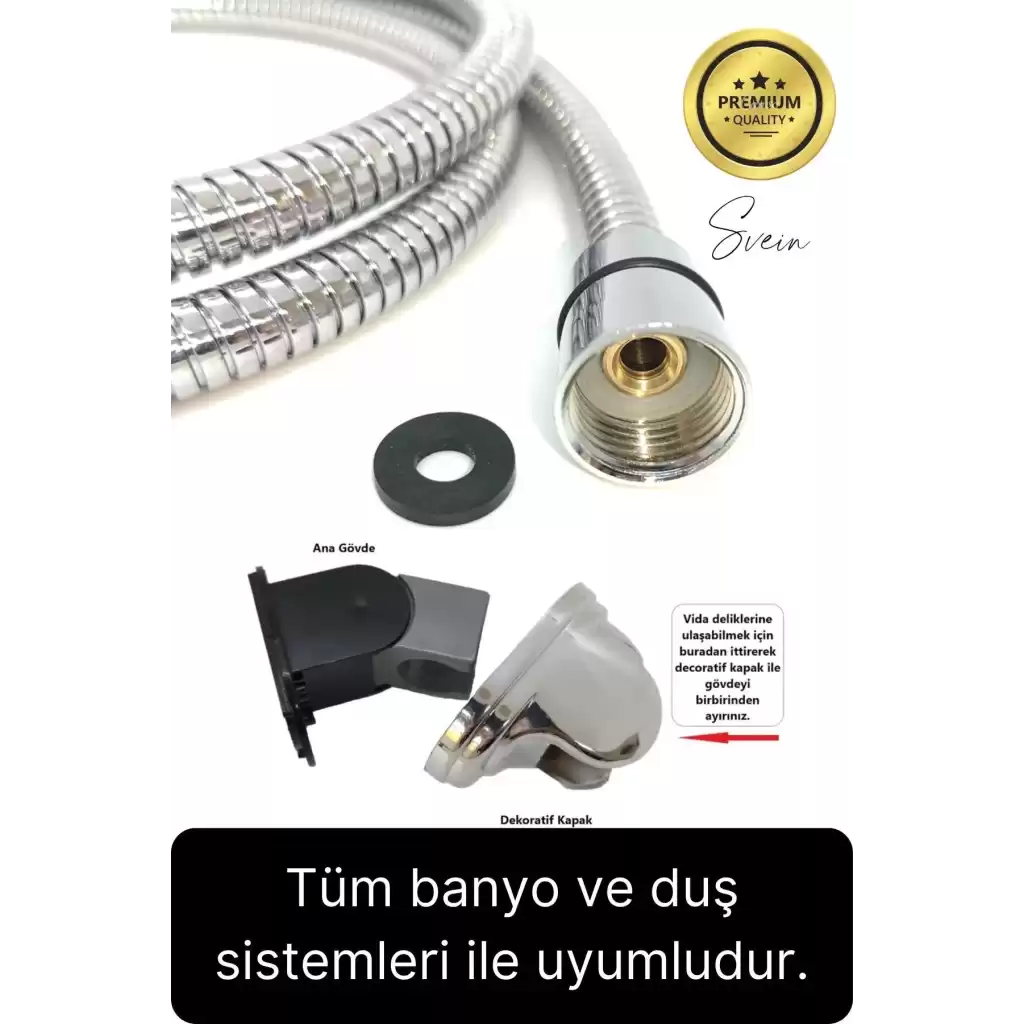 Premium Lüks Duş Başlığı Spiral Mafsal Seti Fonksiyonel Masaj Kopmaz Patlamaz Sızdırmaz Paslanmaz