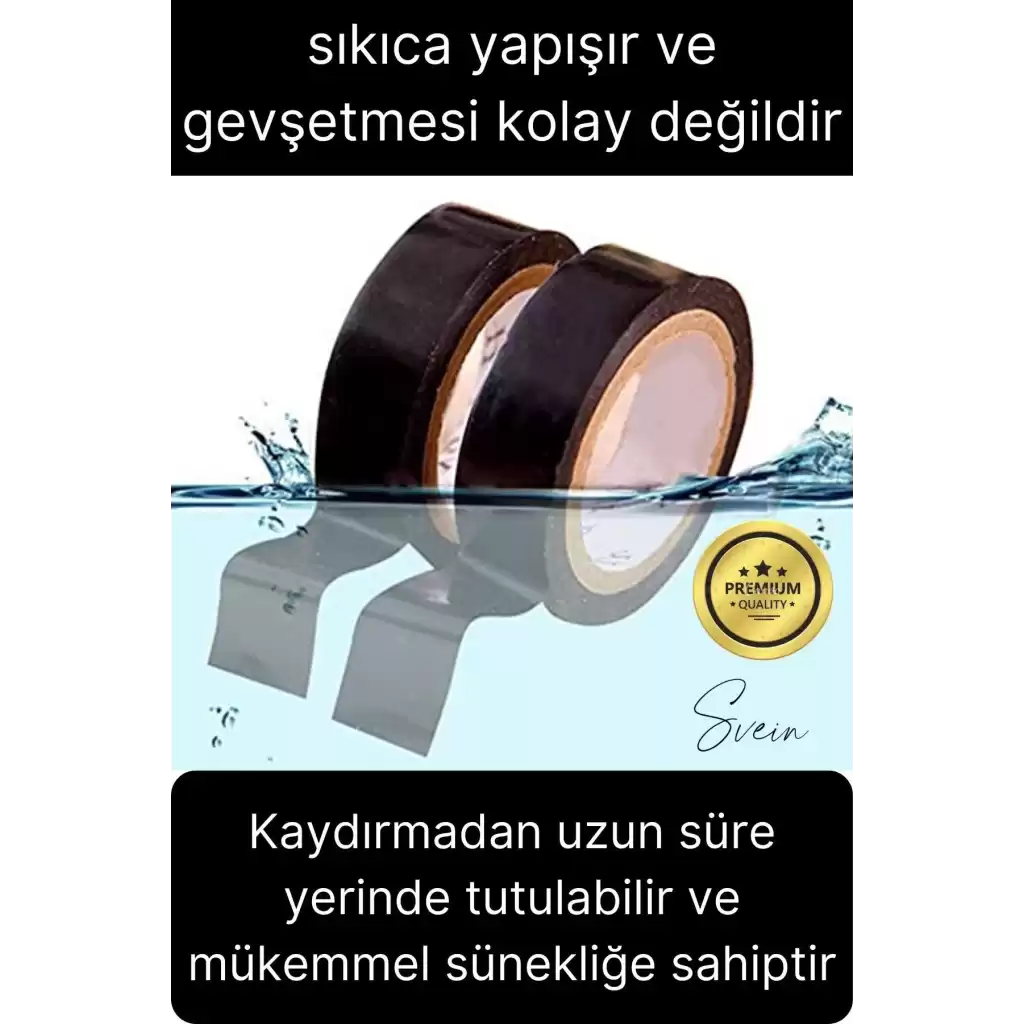 1 Ad. Premium Kalite 20 Mt Yalıtım İzole PVC Elektrik Bandı Su Geçirmez Sızdırmaz Koruma Bant Siyah