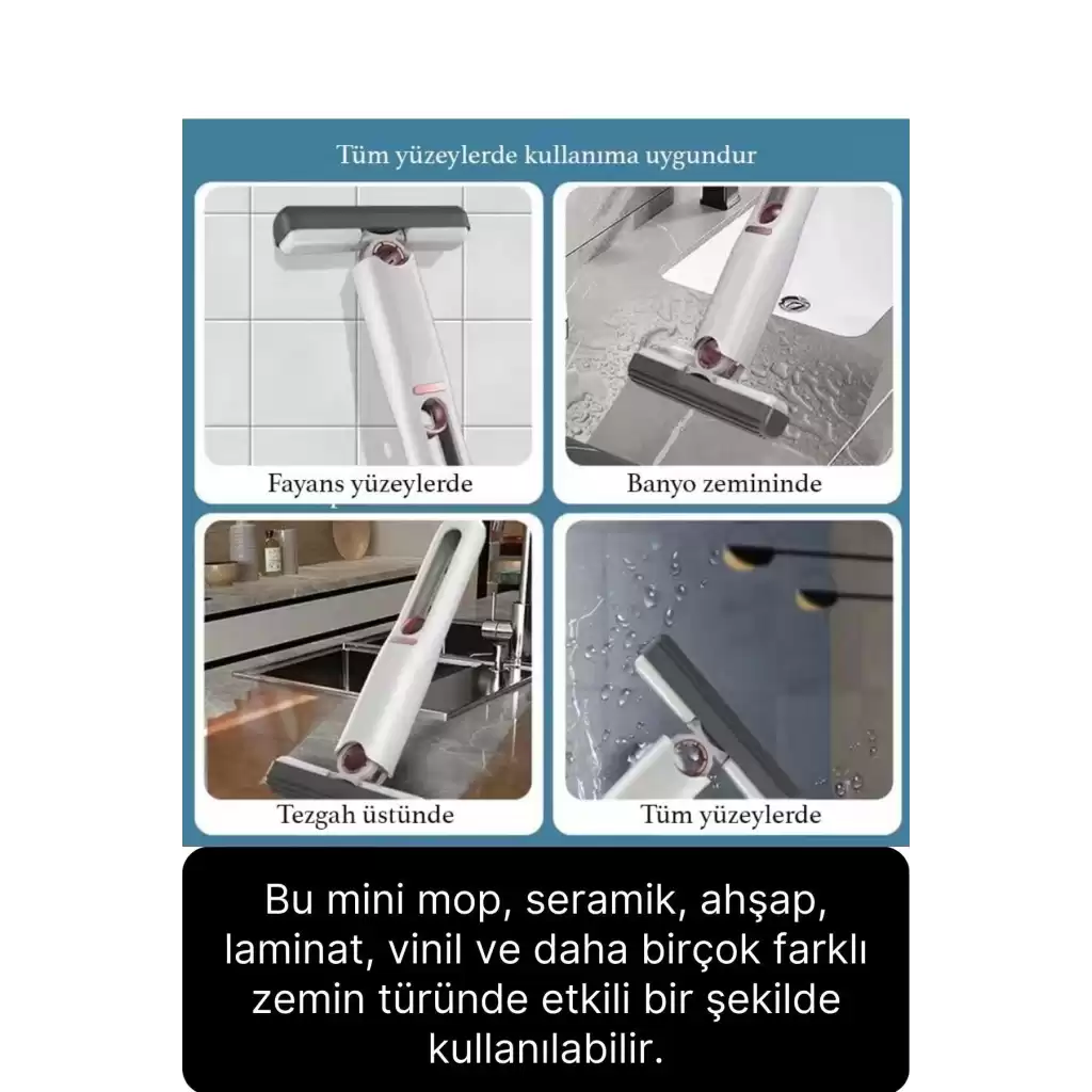 Premium Mini Kelebek Mop Portatif Temizlik Seti Pratik Cam Yüzey Silme Aparatı Taşınabilir Küçük