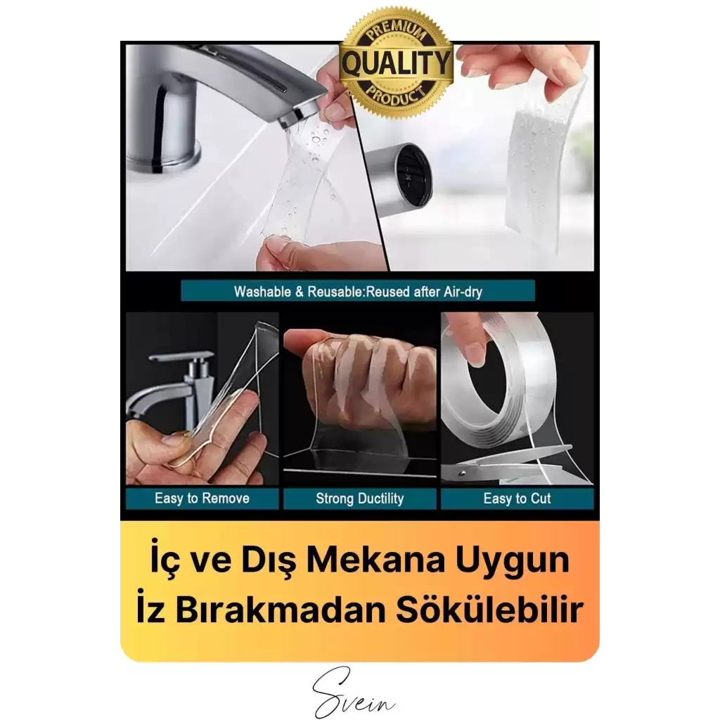 Premium Ekstra Güçlü Sızdırmaz Su Geçirmez Mutfak Lavabo Kenar Tamir Bandı Sakız Bant Çift Taraflı