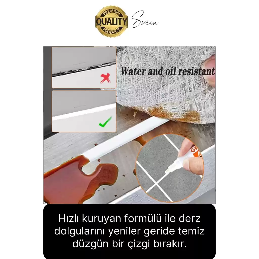 İkili Beyaz Derz Kalemi Fayans Arası Yenileme Rötuş Boya Dolgu Set Hızlı Kuruyan Kokusuz Kalıcı