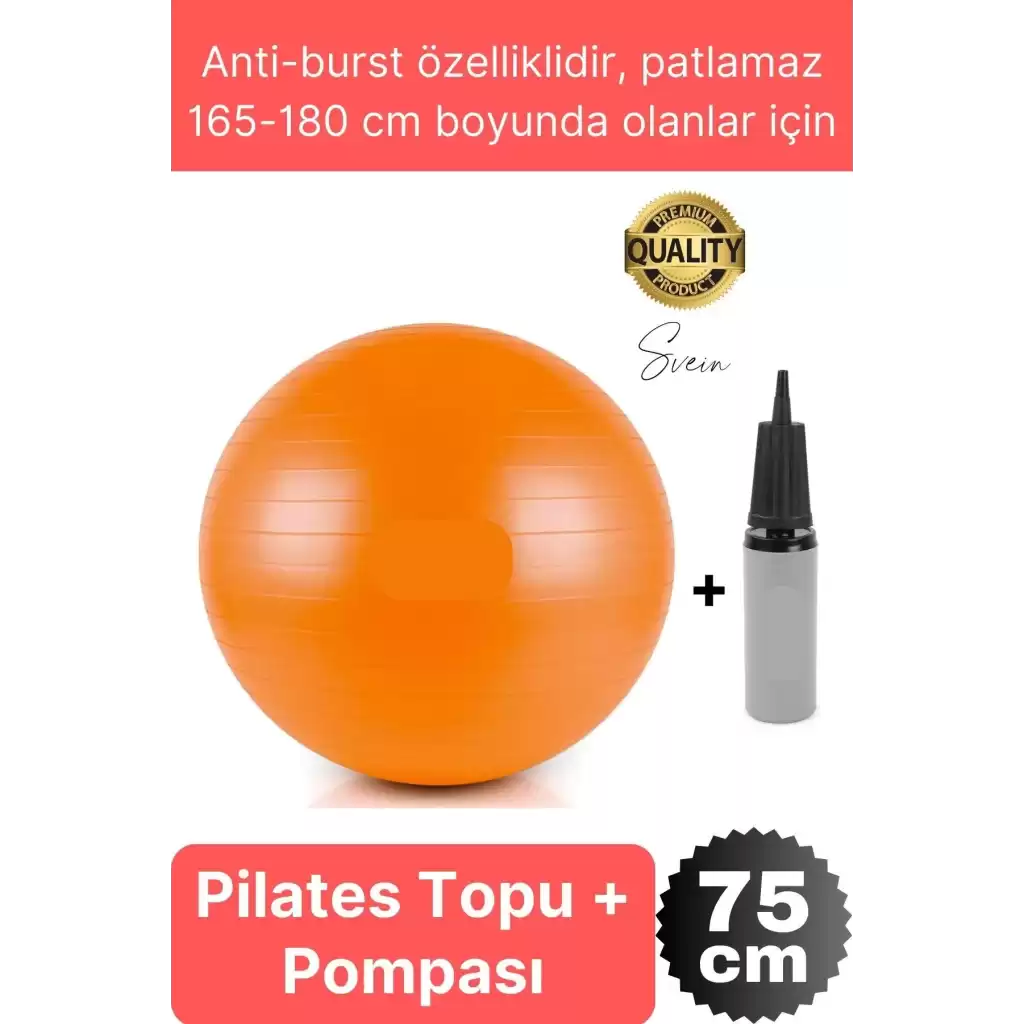 75 cm Yoga Pilates Topu ve Şişirme Pompası Hediye Denge Egzersiz Aerobik Jimnastik Reformer Spor Set