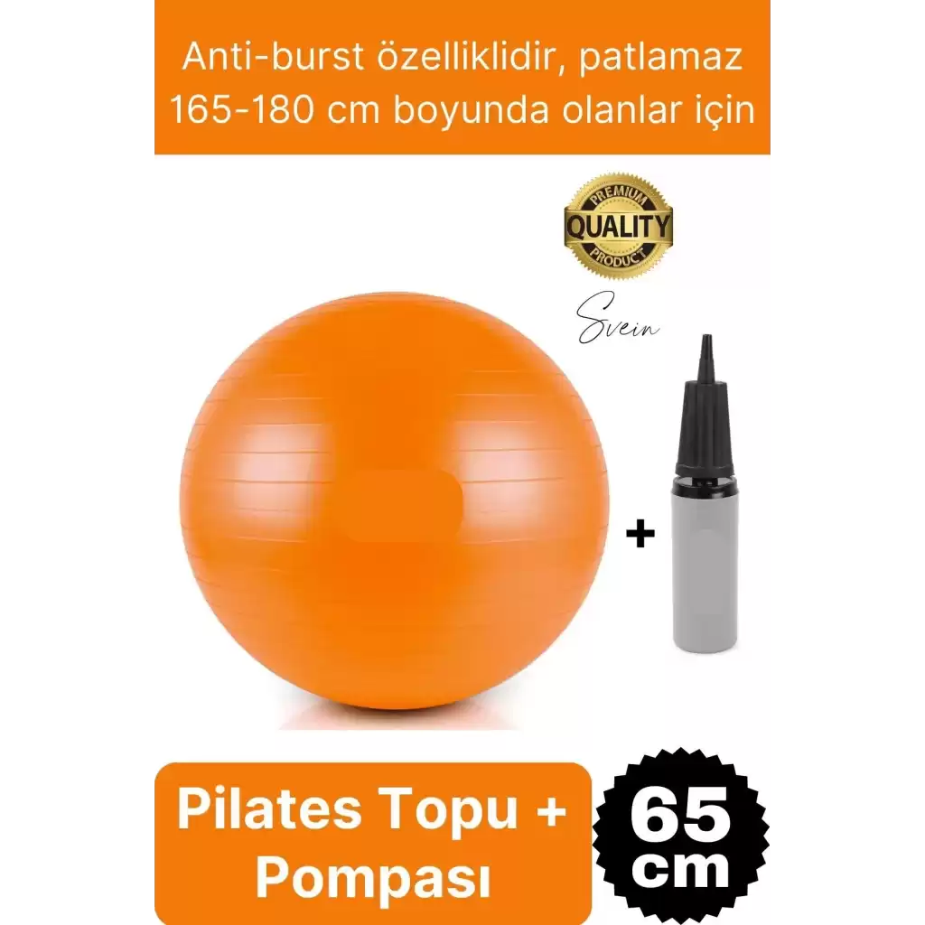 65 cm Yoga Pilates Topu ve Şişirme Pompası Hediye Denge Egzersiz Aerobik Jimnastik Reformer Spor Set