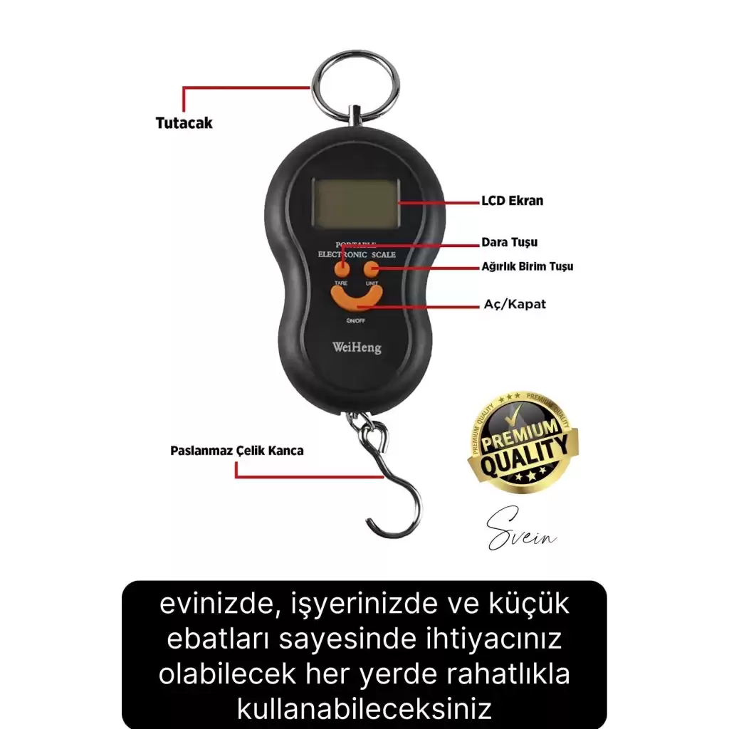 Premium Elektronik Çengelli Tartı El Kantarı Askı Mini Taşınabilir Terazi 40 kg Bagaj Ağırlık Ölçme