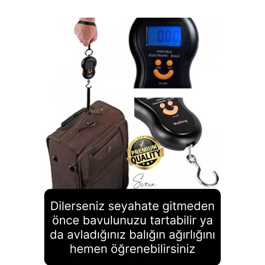 Premium Elektronik Çengelli Tartı El Kantarı Askı Mini Taşınabilir Terazi 40 kg Bagaj Ağırlık Ölçme