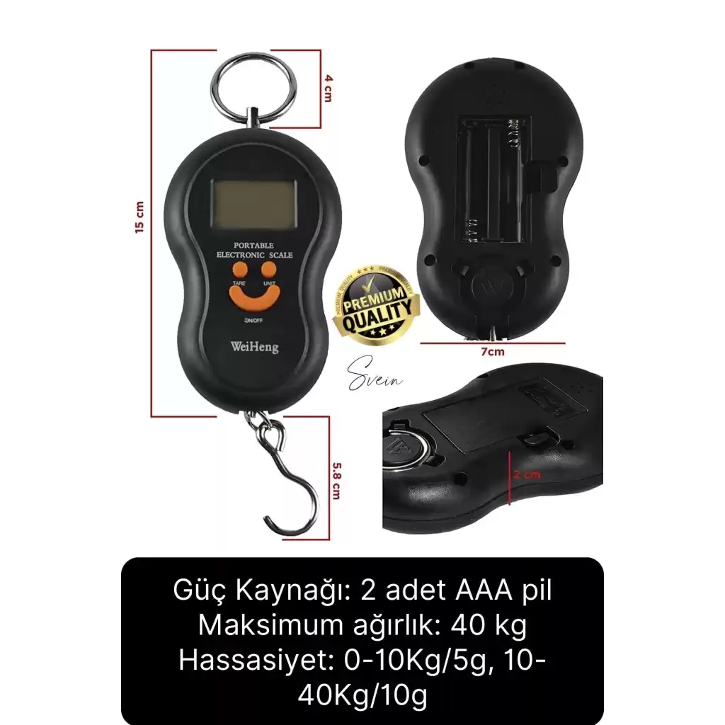 Premium Elektronik Çengelli Tartı El Kantarı Askı Mini Taşınabilir Terazi 40 kg Bagaj Ağırlık Ölçme