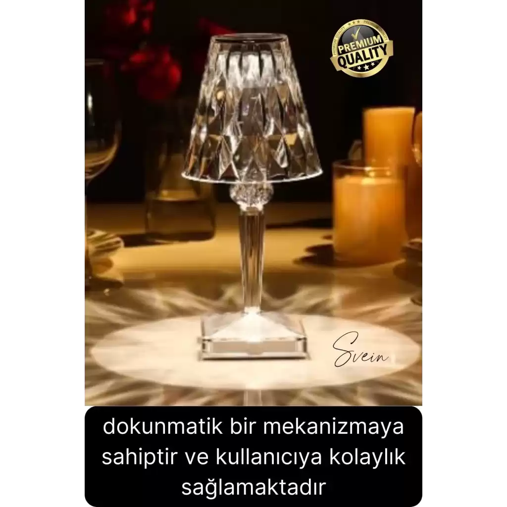 Premium Dimli 3 Işık Renkli Şarjlı Masa Lambası Led Abajur Dokunmatik Lambader Beyaz Günışığı