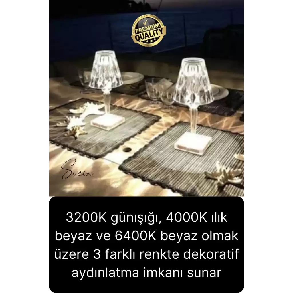 Premium Dimli 3 Işık Renkli Şarjlı Masa Lambası Led Abajur Dokunmatik Lambader Beyaz Günışığı