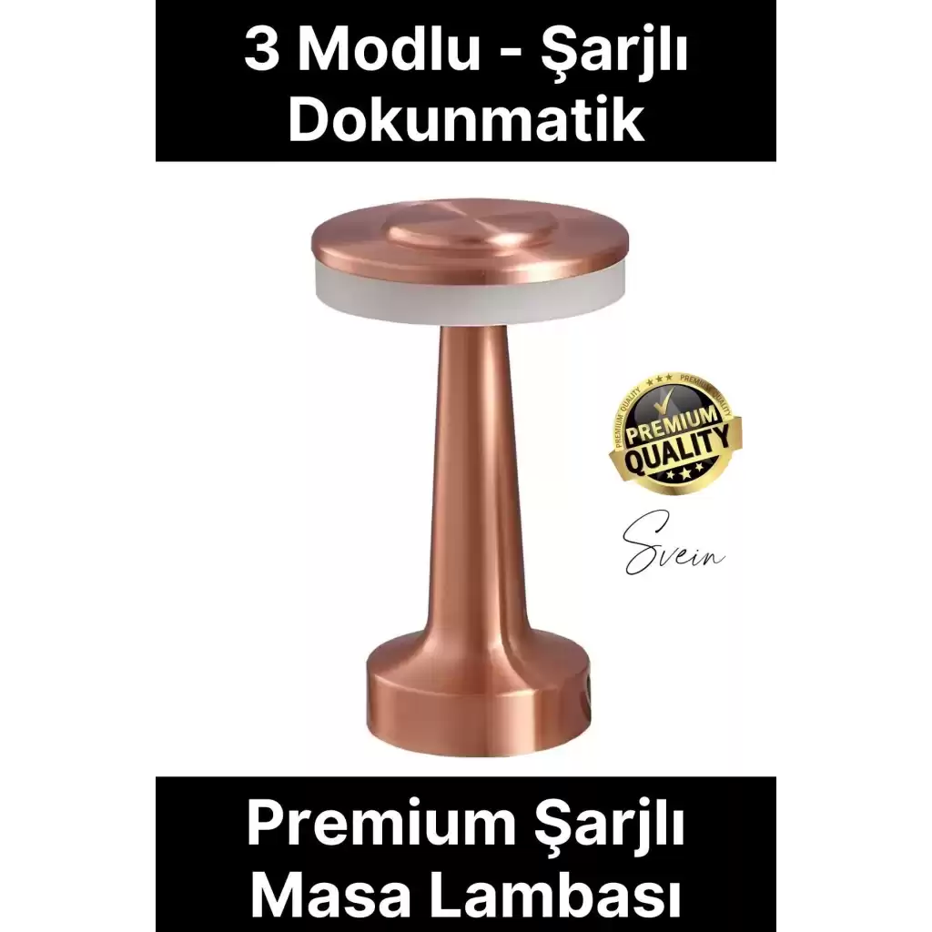 Premium Şarjlı Dokunmatik Masa Lambası 3 Renk Modlu Tasarruflu Abajur Ambians Dekoratif Klasik