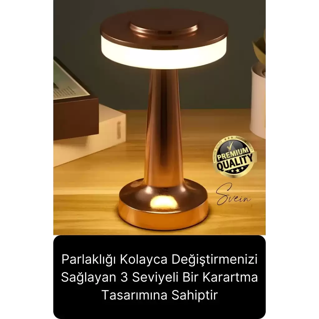 Premium Şarjlı Dokunmatik Masa Lambası 3 Renk Modlu Tasarruflu Abajur Ambians Dekoratif Klasik