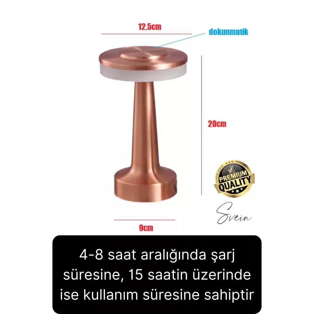 Premium Şarjlı Dokunmatik Masa Lambası 3 Renk Modlu Tasarruflu Abajur Ambians Dekoratif Klasik