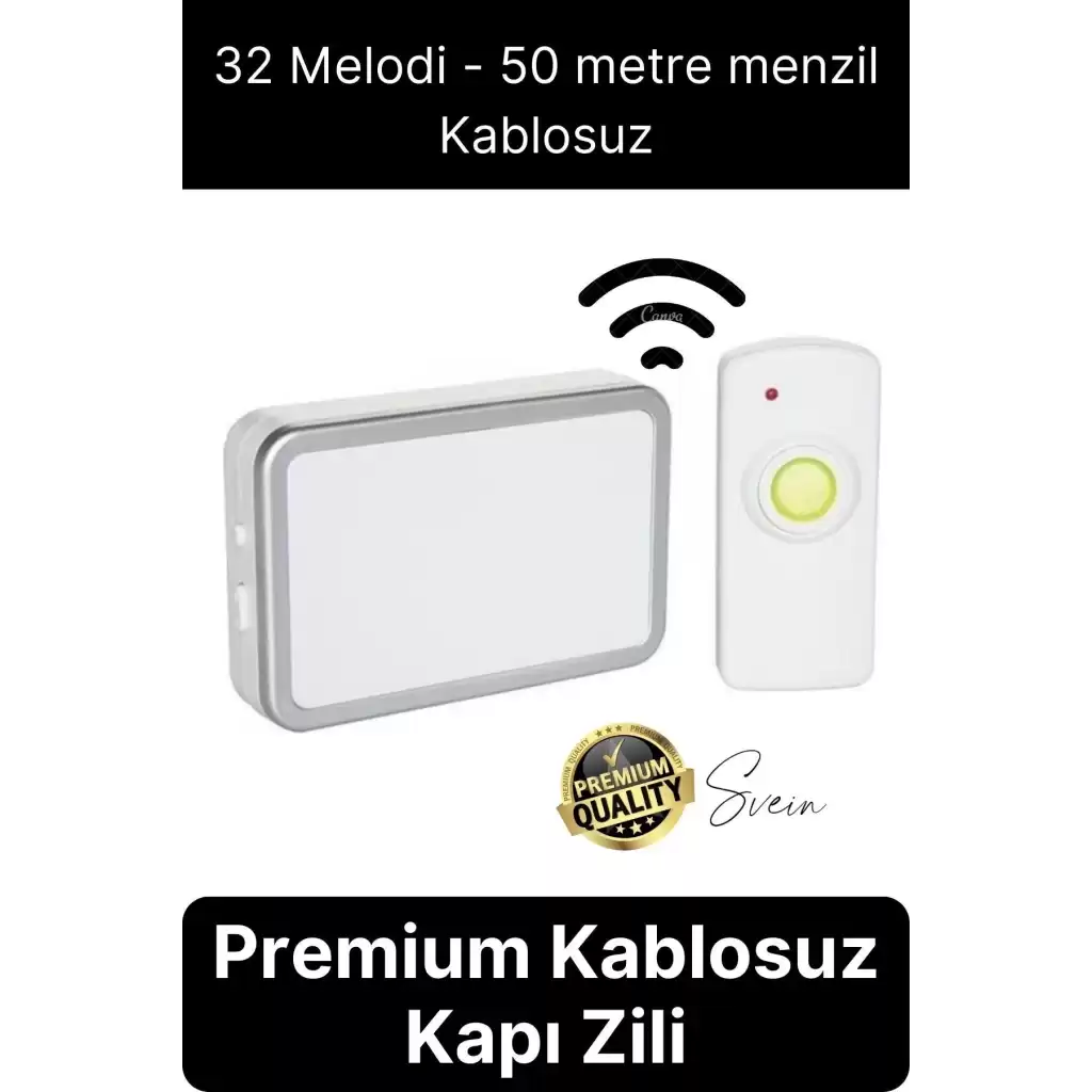 Premium Kablosuz Uzaktan Kumandalı Yüksek Sesli Uzun Mesafe Menzil Kapı Zili Ev Ofis Dükkan 50 metre