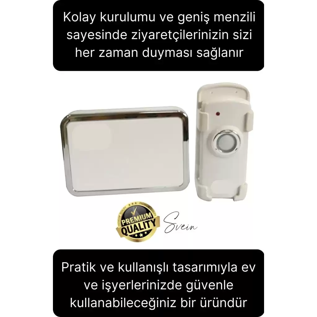 Premium Kablosuz Uzaktan Kumandalı Yüksek Sesli Uzun Mesafe Menzil Kapı Zili Ev Ofis Dükkan 50 metre