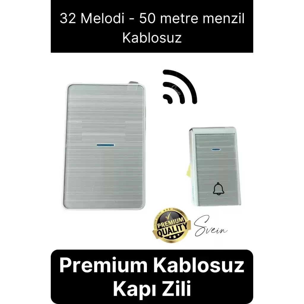 Lüks Kablosuz Uzaktan Kumandalı Yüksek Sesli Uzun Mesafe Menzil Kapı Zili Ev Ofis Dükkan 50 metre