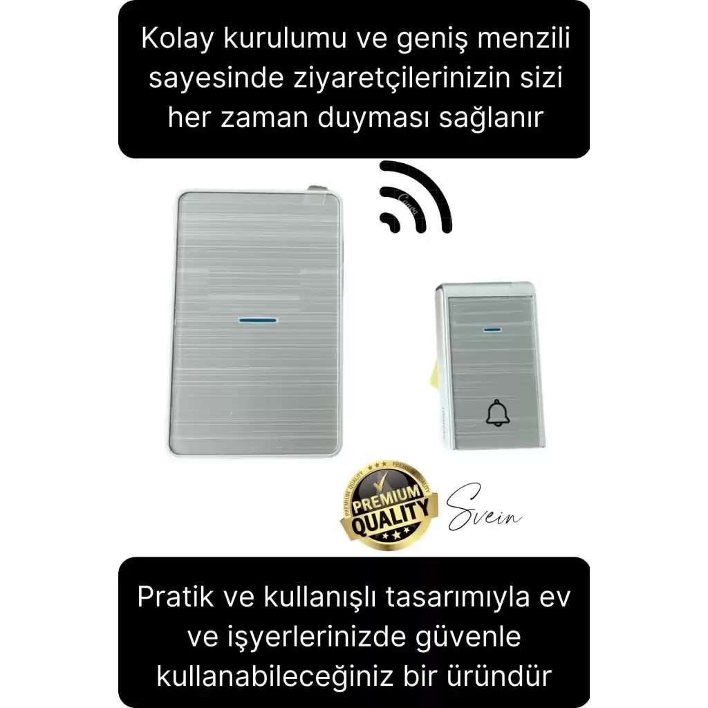 Lüks Kablosuz Uzaktan Kumandalı Yüksek Sesli Uzun Mesafe Menzil Kapı Zili Ev Ofis Dükkan 50 metre