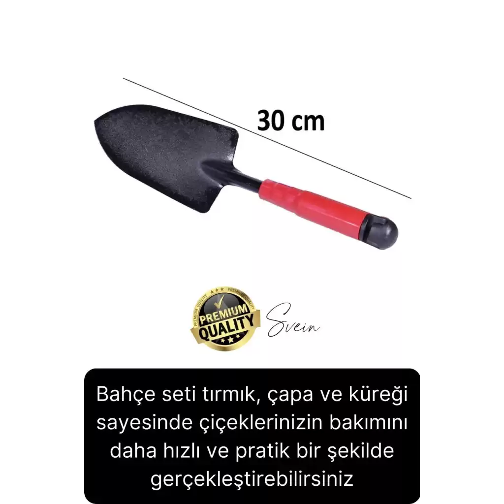 Premium 3lü Bahçe Seti Kürek Çapa Tırmık Meyve Sebze Bitki Ekim El Aleti Bağ Tarım Aracı Ekipmanı