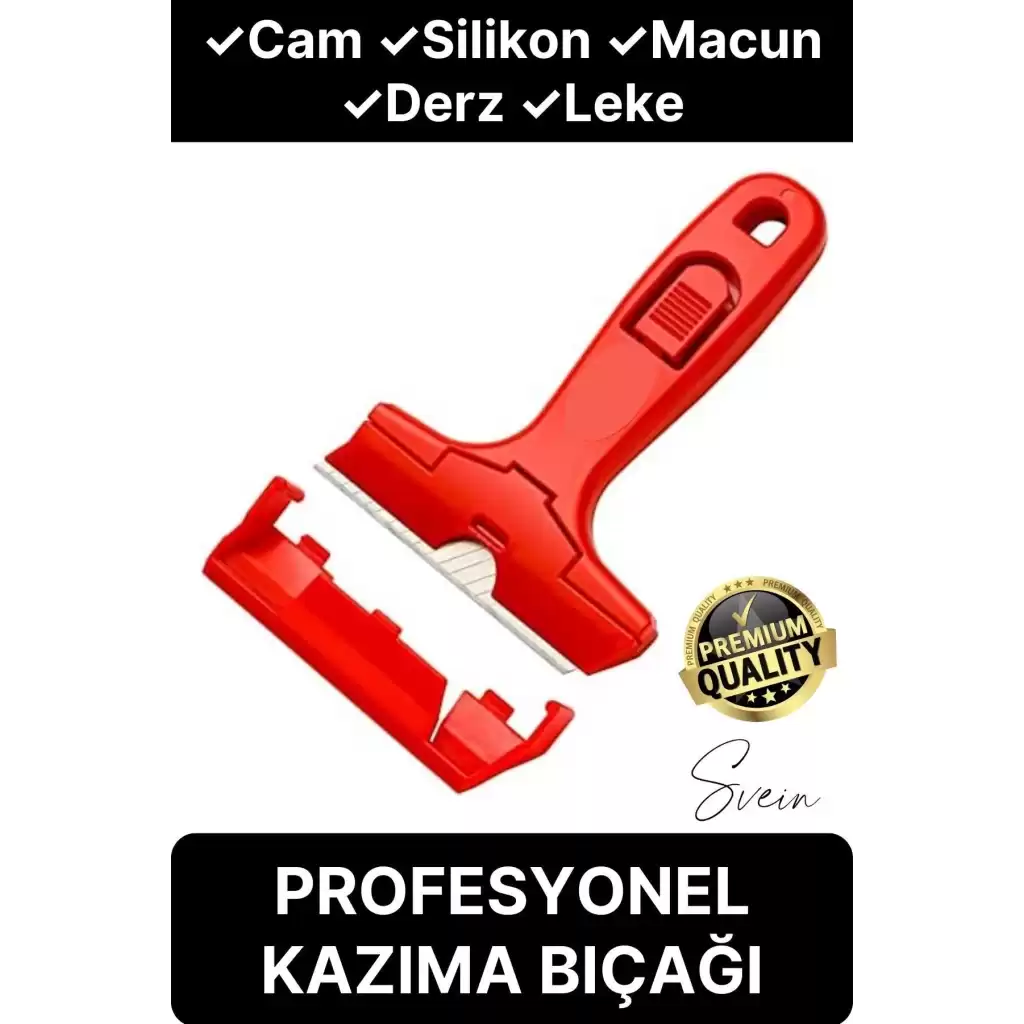 Premium Profesyonel Leke Macun Silikon Cam Derz Yapışkan Boya Sıva Kireç Etiket Sökücü Kazıma Bıçağı