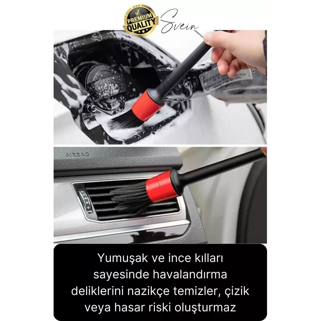 Premium 5 Parça Yumuşak Kıllı Temizleme Fırçası Detaylı Otomobil İç Araç Temizlik Seti Sökücü Bakım