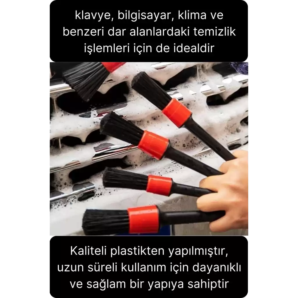 Premium 5 Parça Yumuşak Kıllı Temizleme Fırçası Detaylı Otomobil İç Araç Temizlik Seti Sökücü Bakım