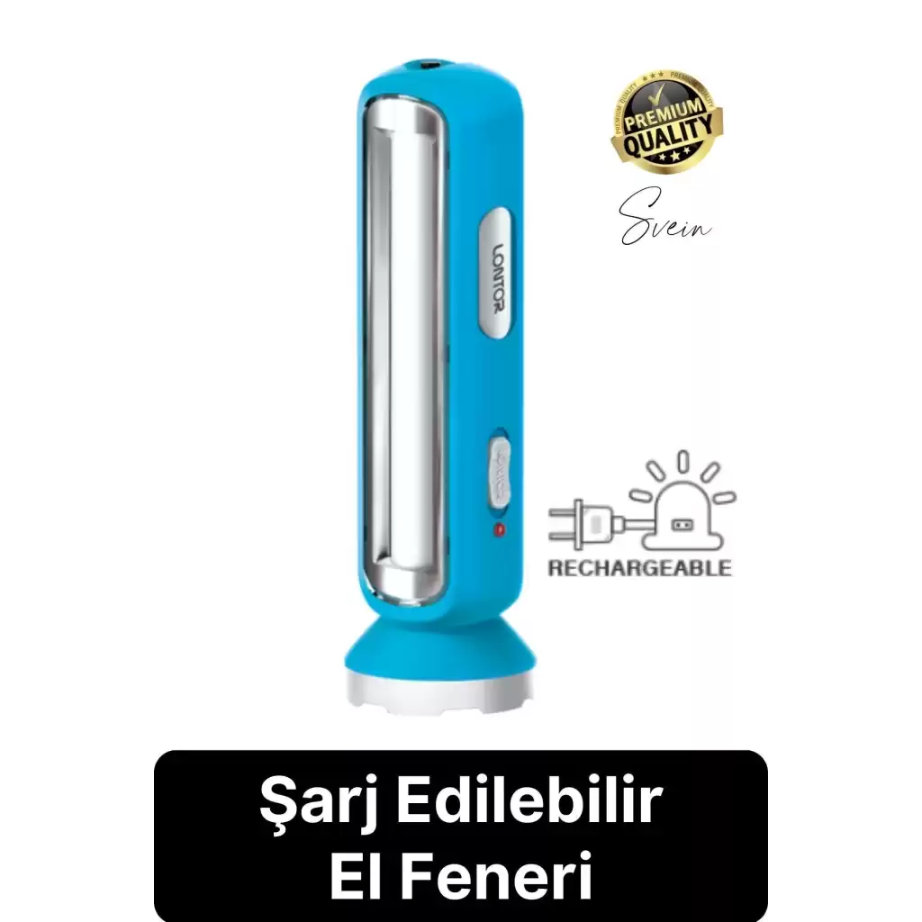 Premium Şarjlı 16 SMD Ledli 2 Kademeli Işıldak El Feneri Yüksek Aydınlatma Fonksiyonel Kamp Piknik