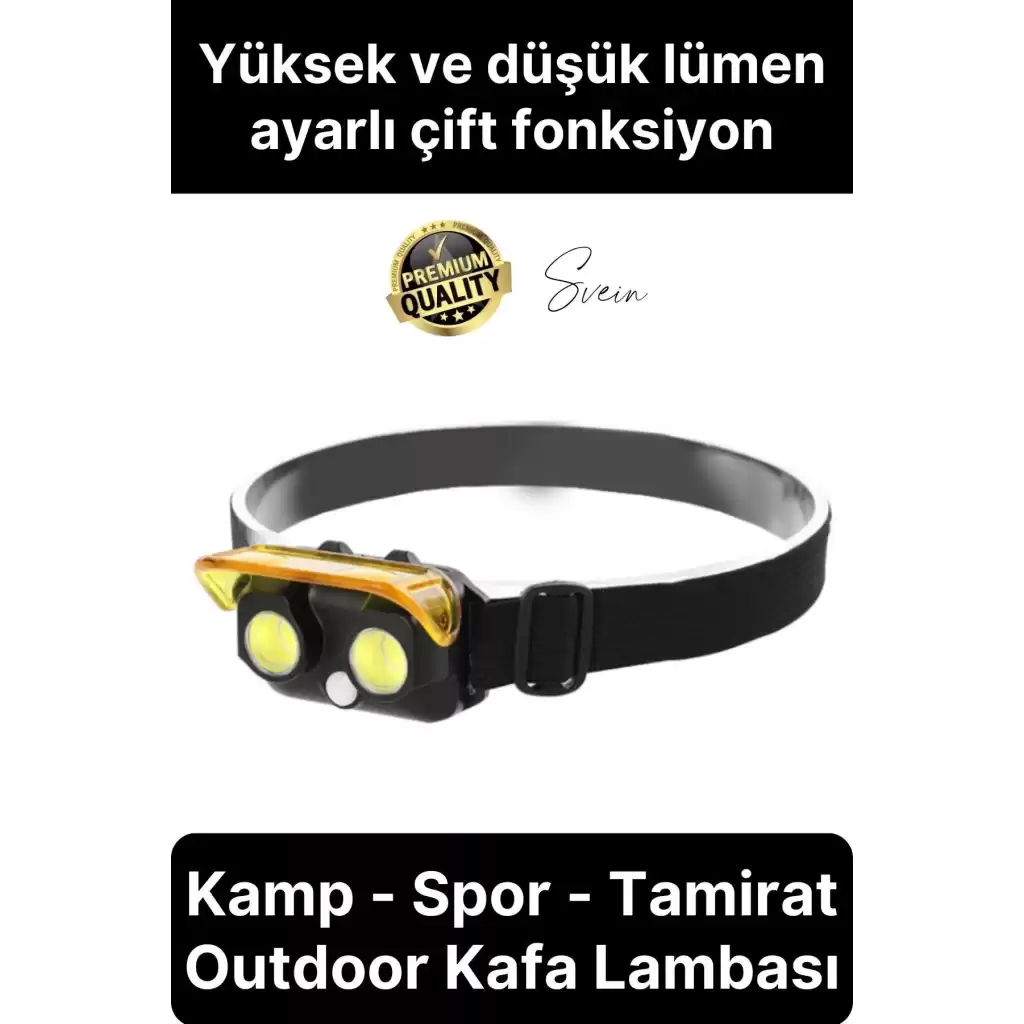 Premium Led Kafa Lambası Cob 80 Lümen Güçlü Aydınlatma Kamp Spor Tamirat Outdoor Ayarlı Fonksiyonel