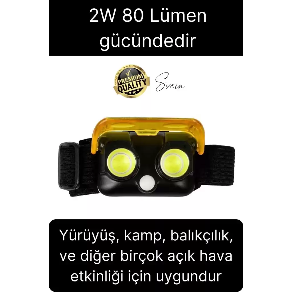 Premium Led Kafa Lambası Cob 80 Lümen Güçlü Aydınlatma Kamp Spor Tamirat Outdoor Ayarlı Fonksiyonel