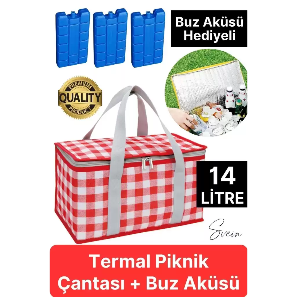 Premium Soğuk Sıcak Termal Piknik Kamp Çantası Yemek Taşıma Yalıtımlı Piknik Termos Buz Aküsü Hediye