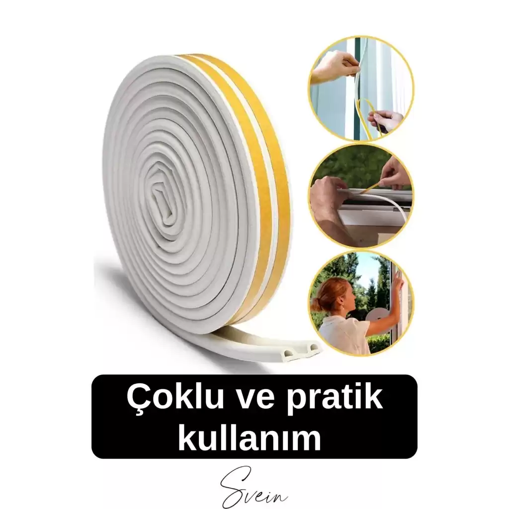 Premium Kapı Pencere Soğuk Toz Geçirmez İzolasyon Fitili Kendinden Yapışkanlı Isı Yalıtım 2x5=10 mt