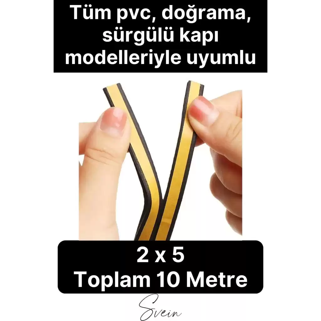 Premium Kapı Pencere Soğuk Toz Geçirmez İzolasyon Fitili Kendinden Yapışkanlı Isı Yalıtım 2x5=10 mt