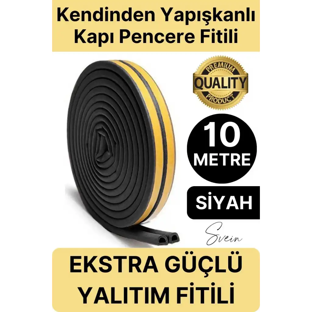 Premium Kapı Pencere Soğuk Toz Sızdırmaz İzolasyon Fitili Kendinden Yapışkanlı Isı Yalıtım 2x5=10 mt