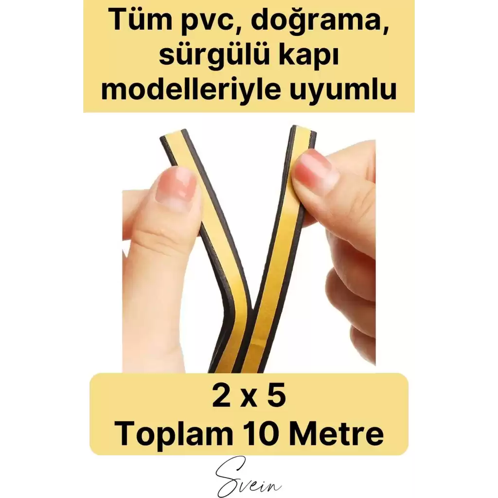 Premium Kapı Pencere Soğuk Toz Sızdırmaz İzolasyon Fitili Kendinden Yapışkanlı Isı Yalıtım 2x5=10 mt