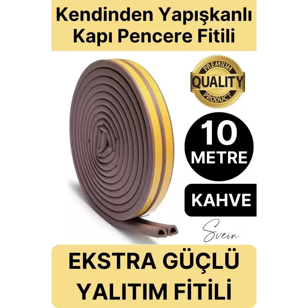 Premium Kapı Pencere Soğuk Toz Sızdırmaz İzolasyon Fitili Kendinden Yapışkanlı Isı Yalıtım 2x5=10 mt